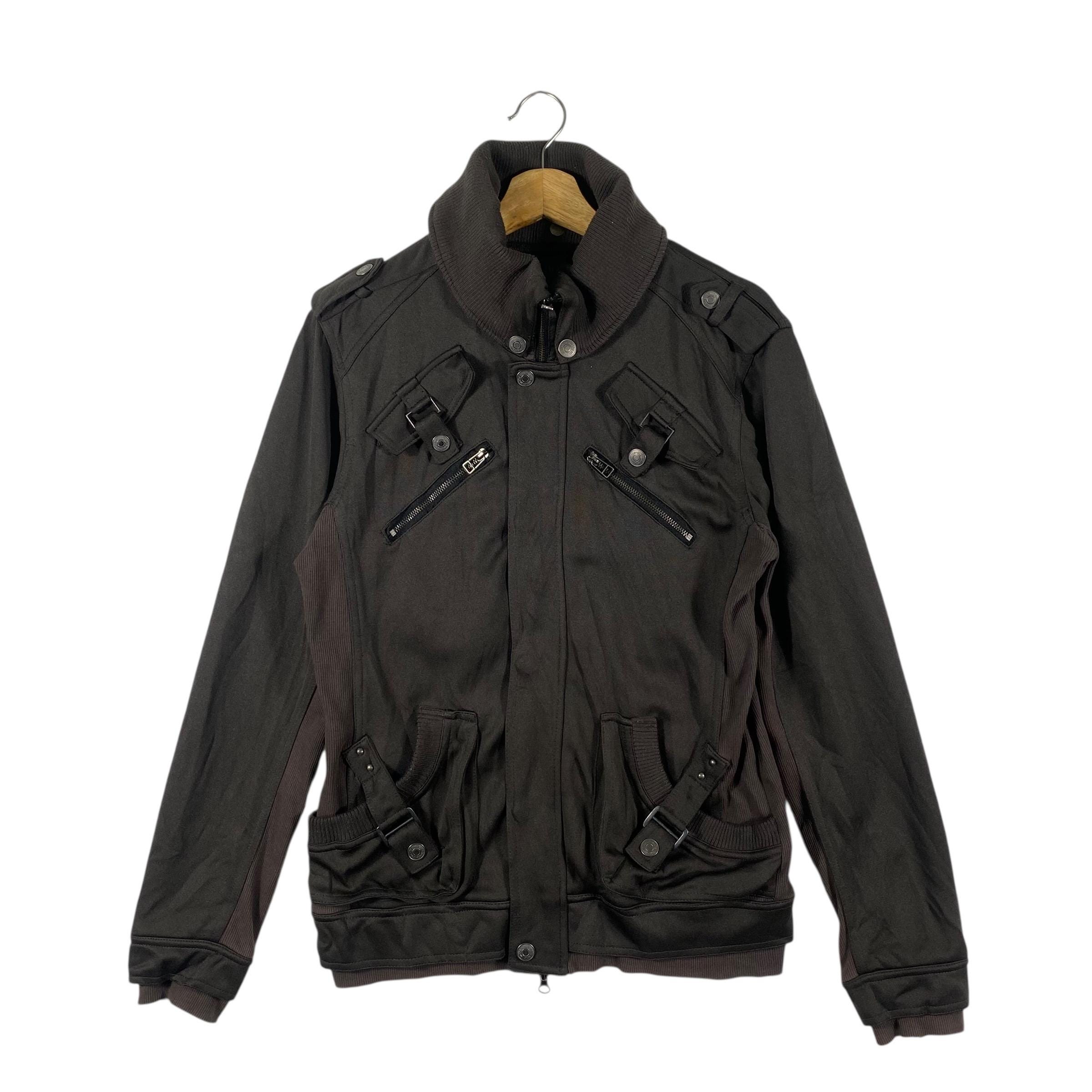 In the Attic Distressed Style Punk Zipper/button Jacket L Size