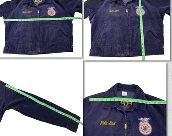 Vintage FFA Zipper Corduroy Jacket Size 38 Blue Colour - Etsy Israel