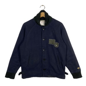 Vintage Mark Gonzales Wool Varsity Button M Size Navyblue Colour