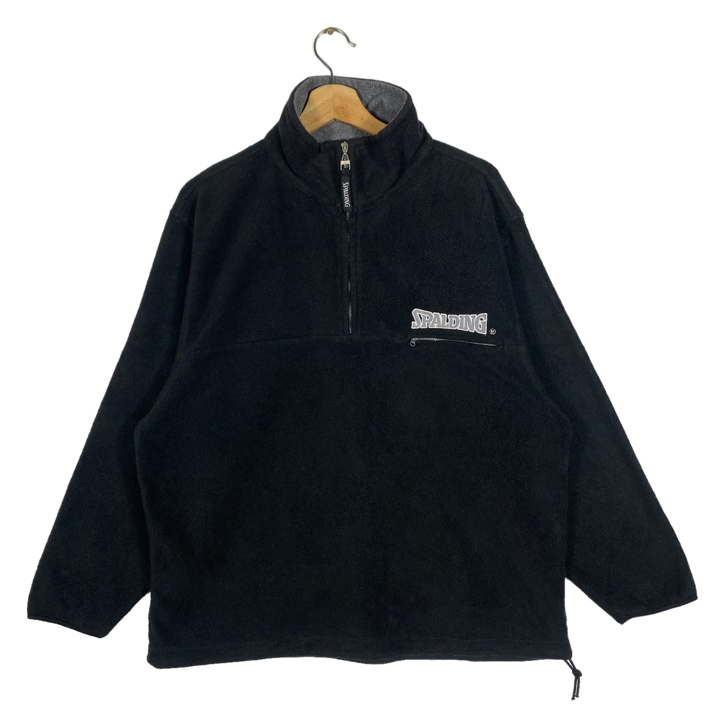 SPALDING ハーフジップ フリース ブラック Vintage 90s Spalding Fleece Half Zip Pullover (M/L) - Etsy