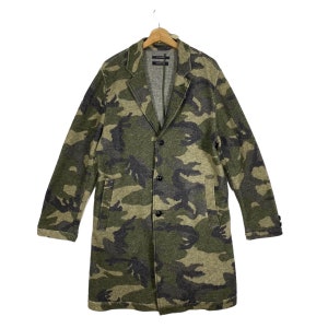 Vintage Urban Research Doors Camouflage Button Wool Trench M Size