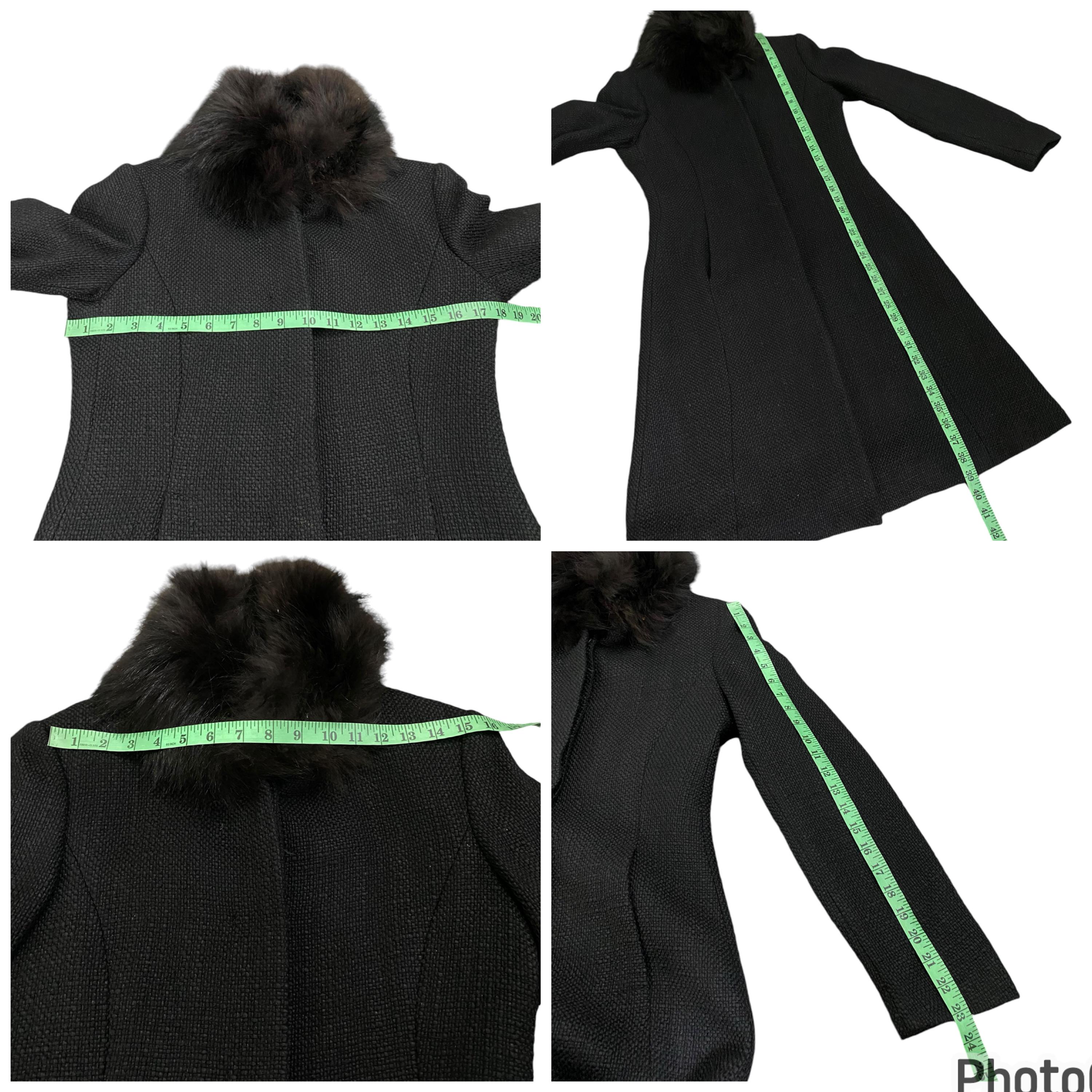 Vintage Versus Versace Fur Collar Long Button Jacket S Size Black