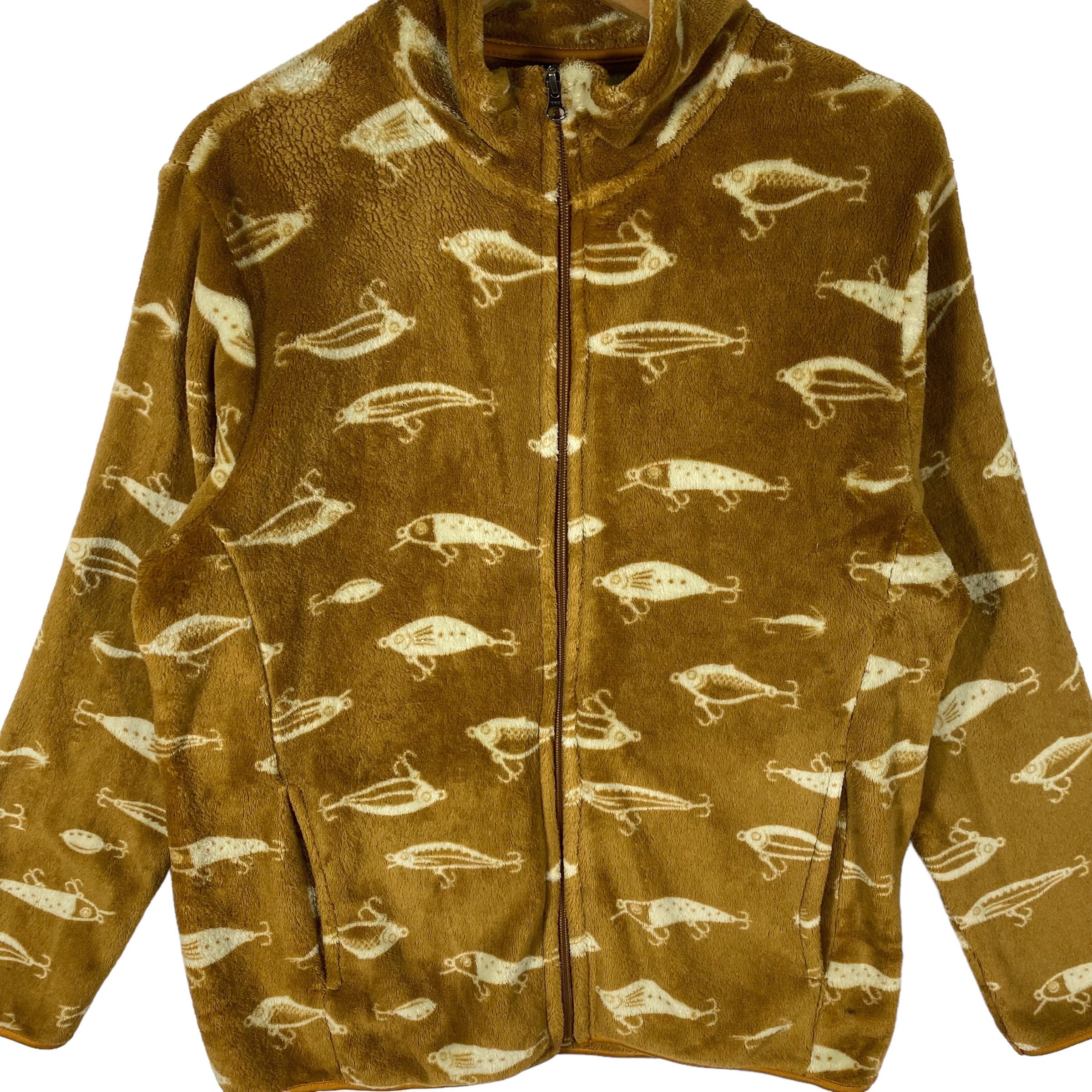 Vintage Japanese Fishing Fleece Jacket: Fullprint Zipper