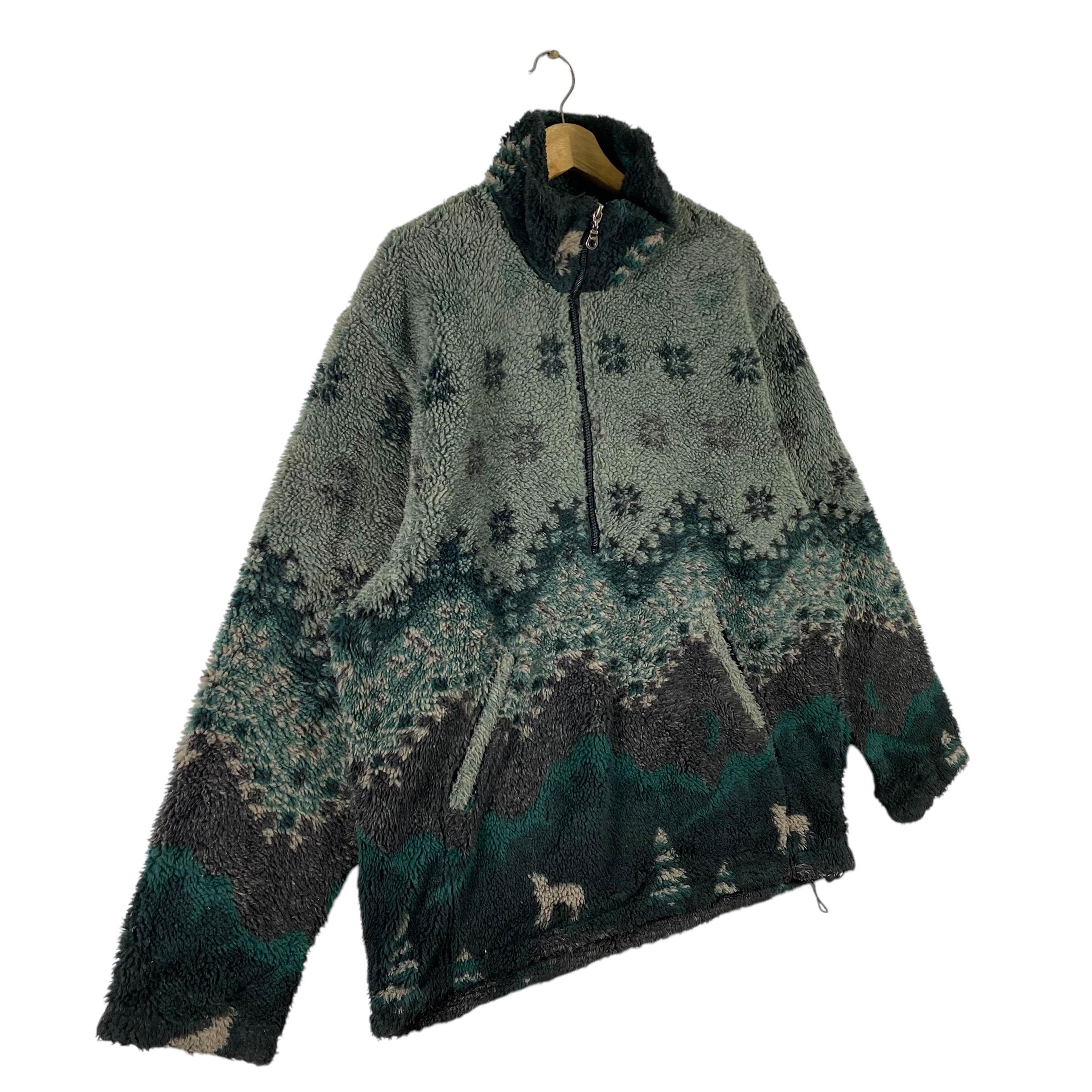 Vintage Woolrich Snowflake Sheep Mountain Half Zip Fleece L