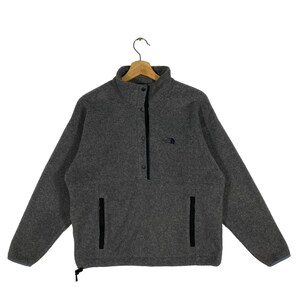 Vintage The North Face Half Button Sweatshirt M Size Grey Colour