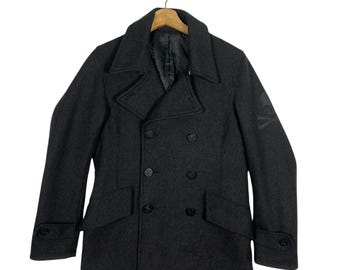 Vintage Semantic Design Skull Double Breasted Jacket M Size Darkgrey Colour