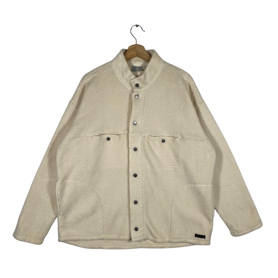 Gramicci, Vintage Gramicci Fleece Button Jacket L Size Cream Colour
