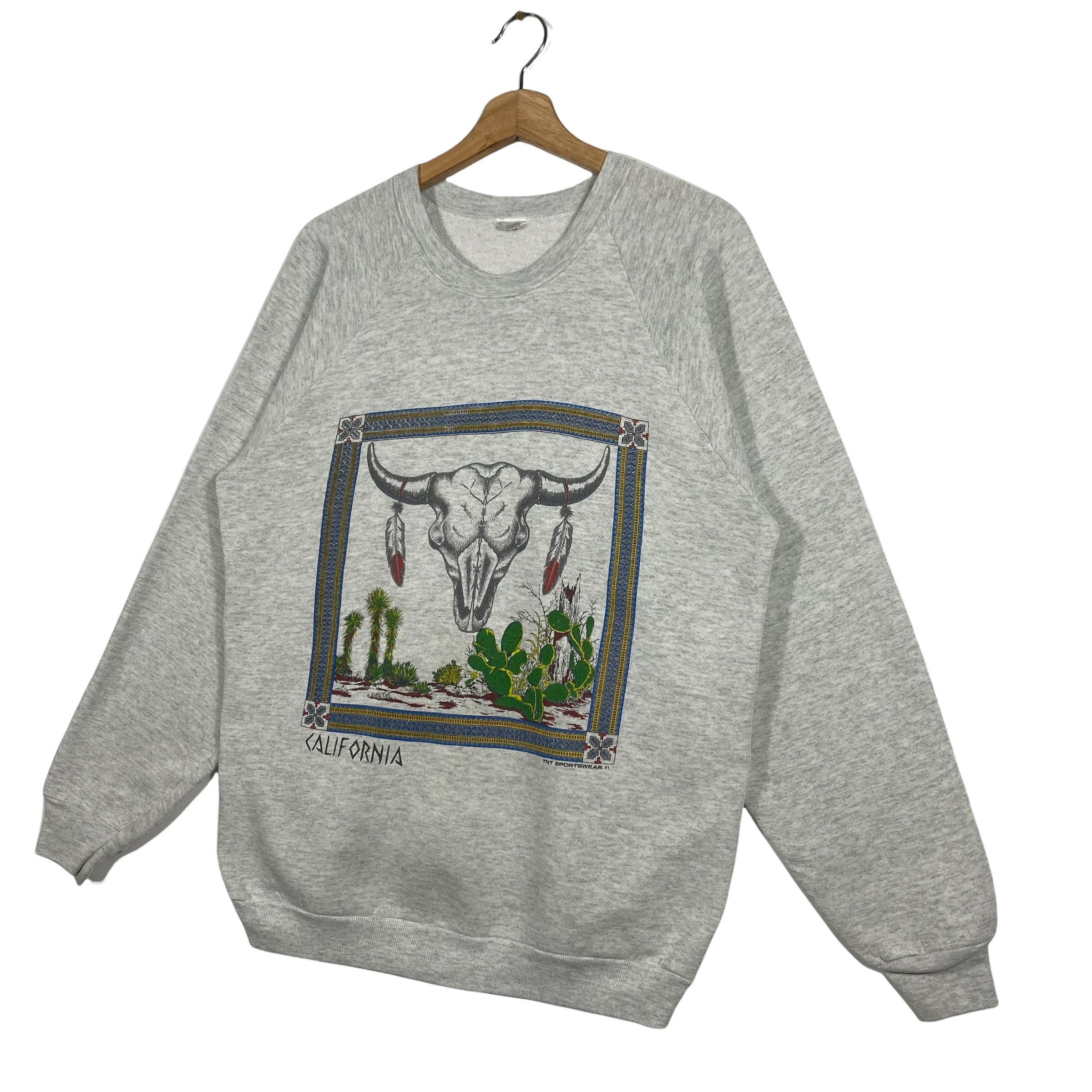 Vintage 90s California Bull Skull Sweatshirt - TNT Sportwear - Etsy UK