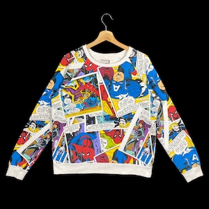 Felpa vintage Marvel Comics fullprint taglia L ma adatta alla taglia M