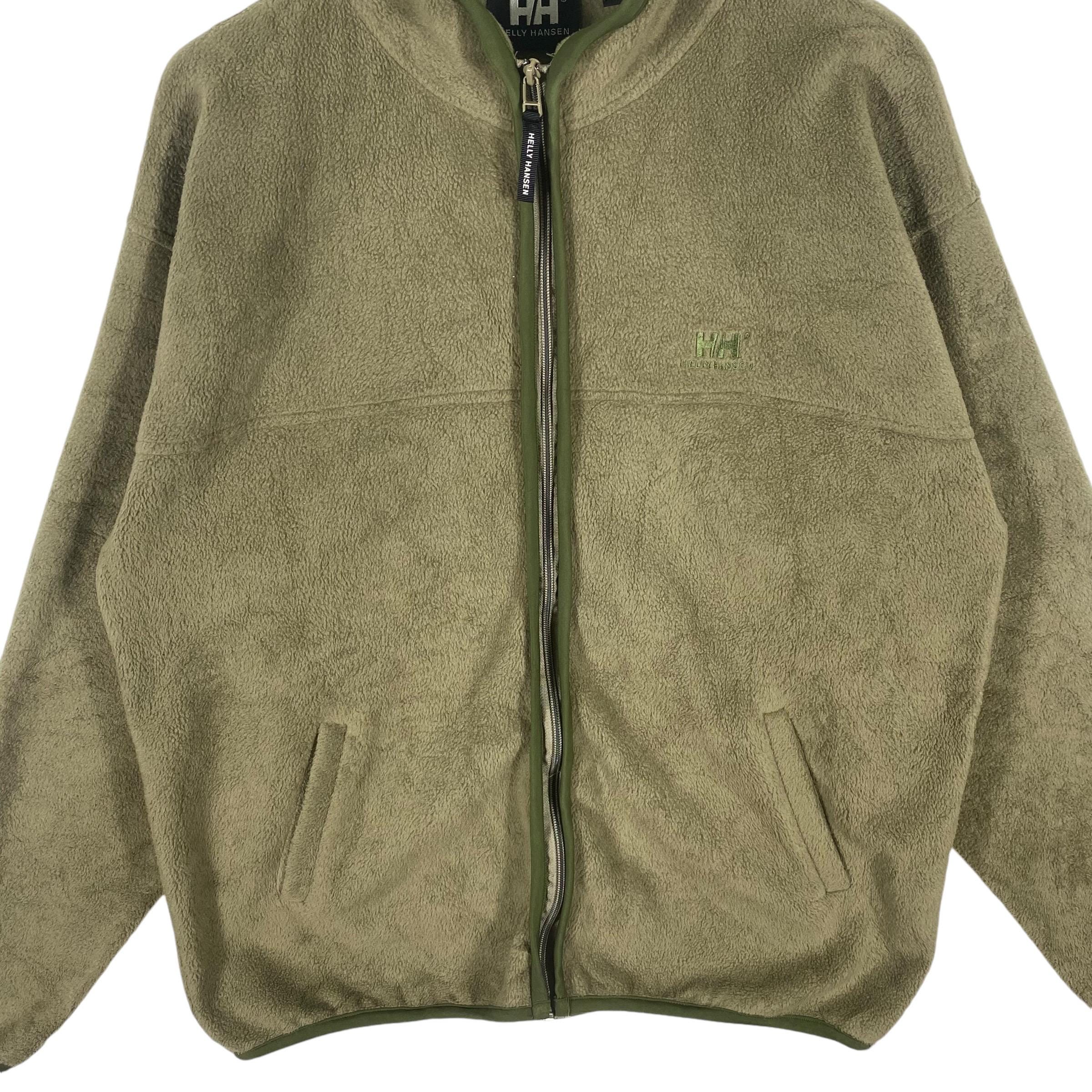【HELLY HANSEN】フリース　カーキ Vintage 90s Helly Hansen Fleece Zipper Jacket - Army Green (XL