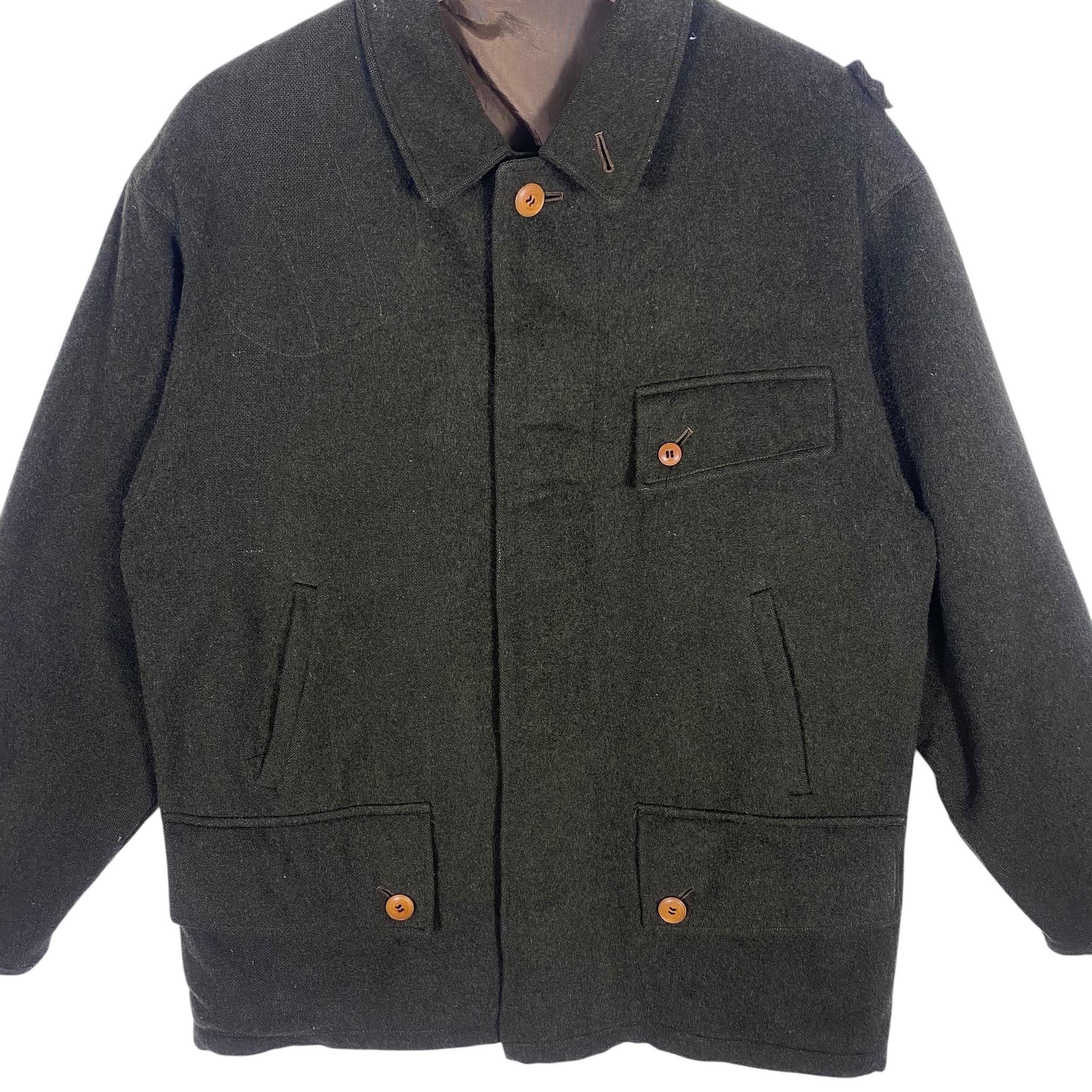 Vintage Tyroler Loden Wool Coat: Austrian Green Army Jacket