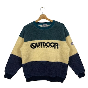 Vintage Outdoor Products Embroidery Fleece Sweatshirt M Size Colour Block