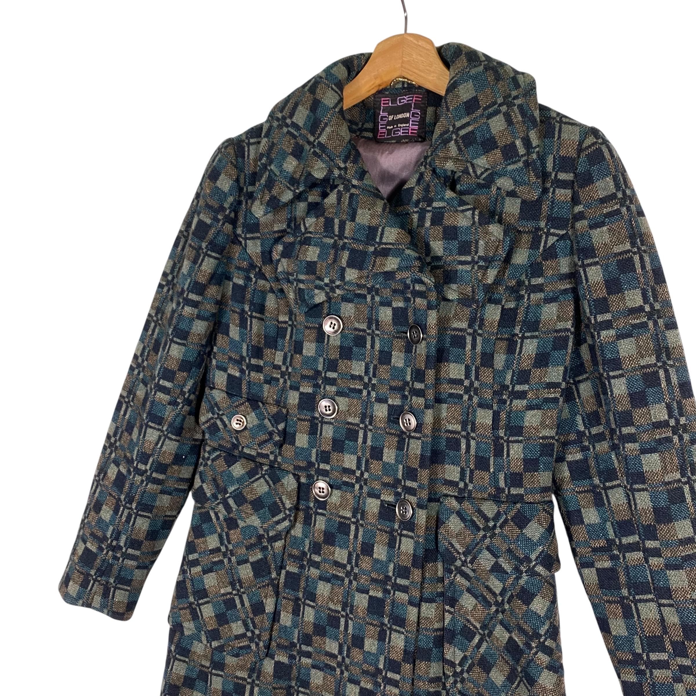 60s ELGEE London Vintage Tweed Coat 英国製 Vintage 60s Elgee of London Wool Long Button Jacket Size XS/S