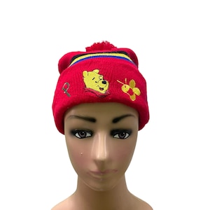 Vintage Pooh Ricamo Berretto Colore Rosso