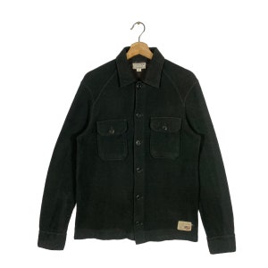 Vintage Polo Jeans Company Ralph Lauren Fleece Shirt Button S Size Dark Green Colour