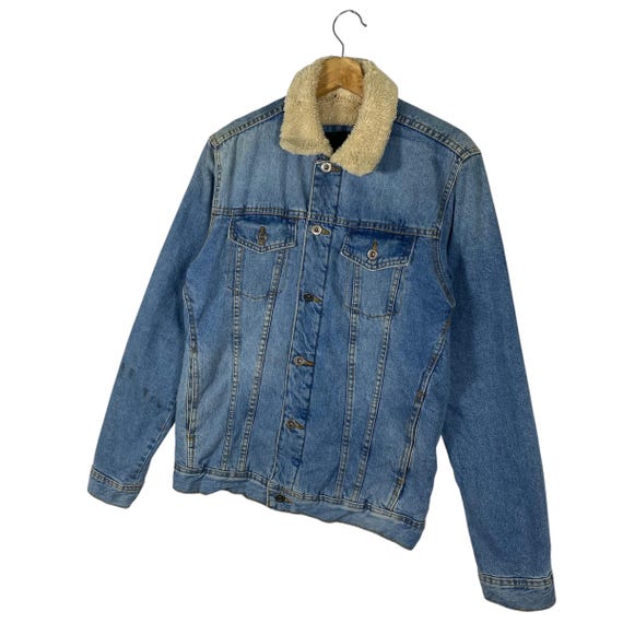 Zara メンズ デニム シェルパ 裏地 ジャケット Sサイズ ブルー - Etsy 日本