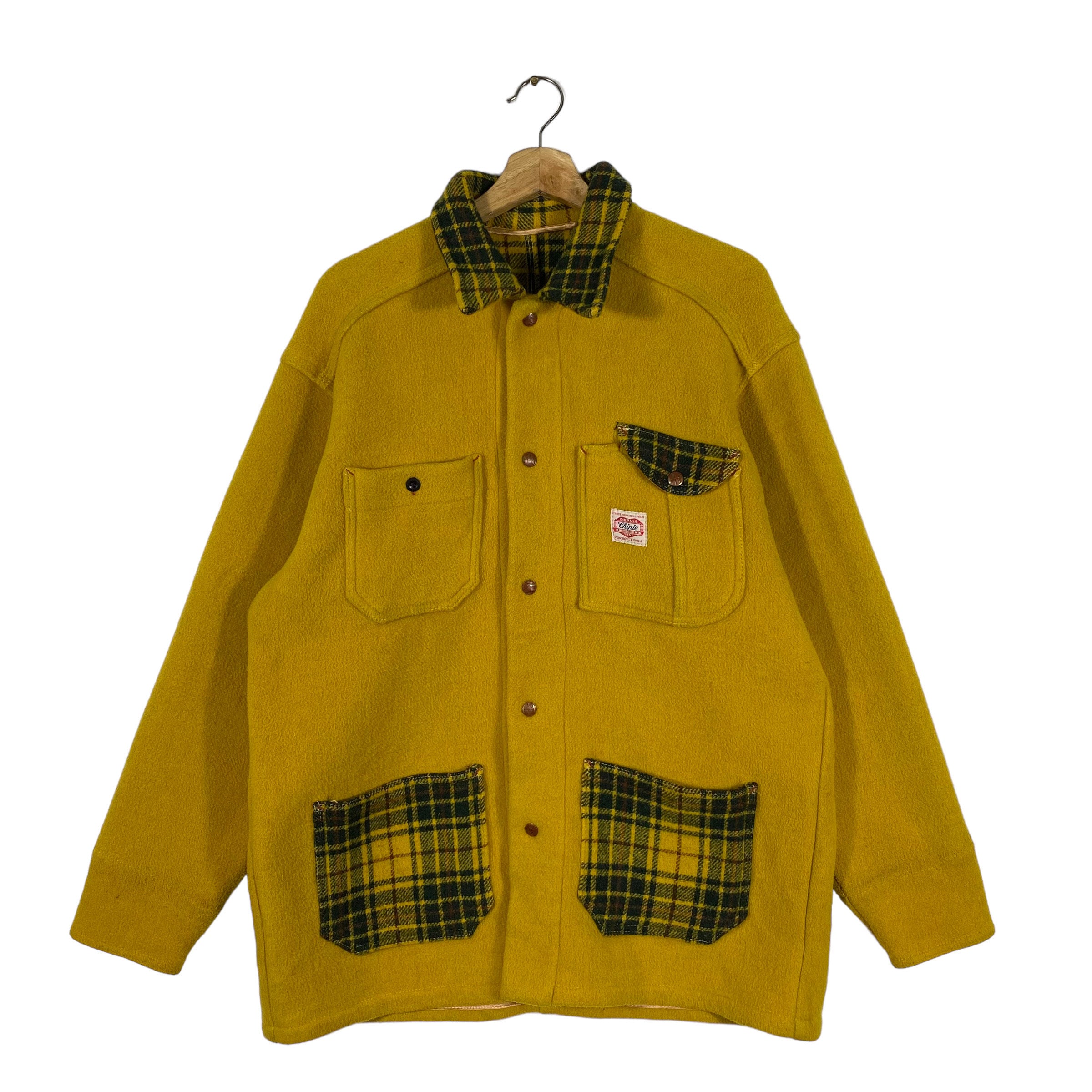 ジャケット・アウター 50s 60s Check pattern full zip jacket Vintage 50s 60s Full Zip Black Wool Sports Jacket Lightning Zip