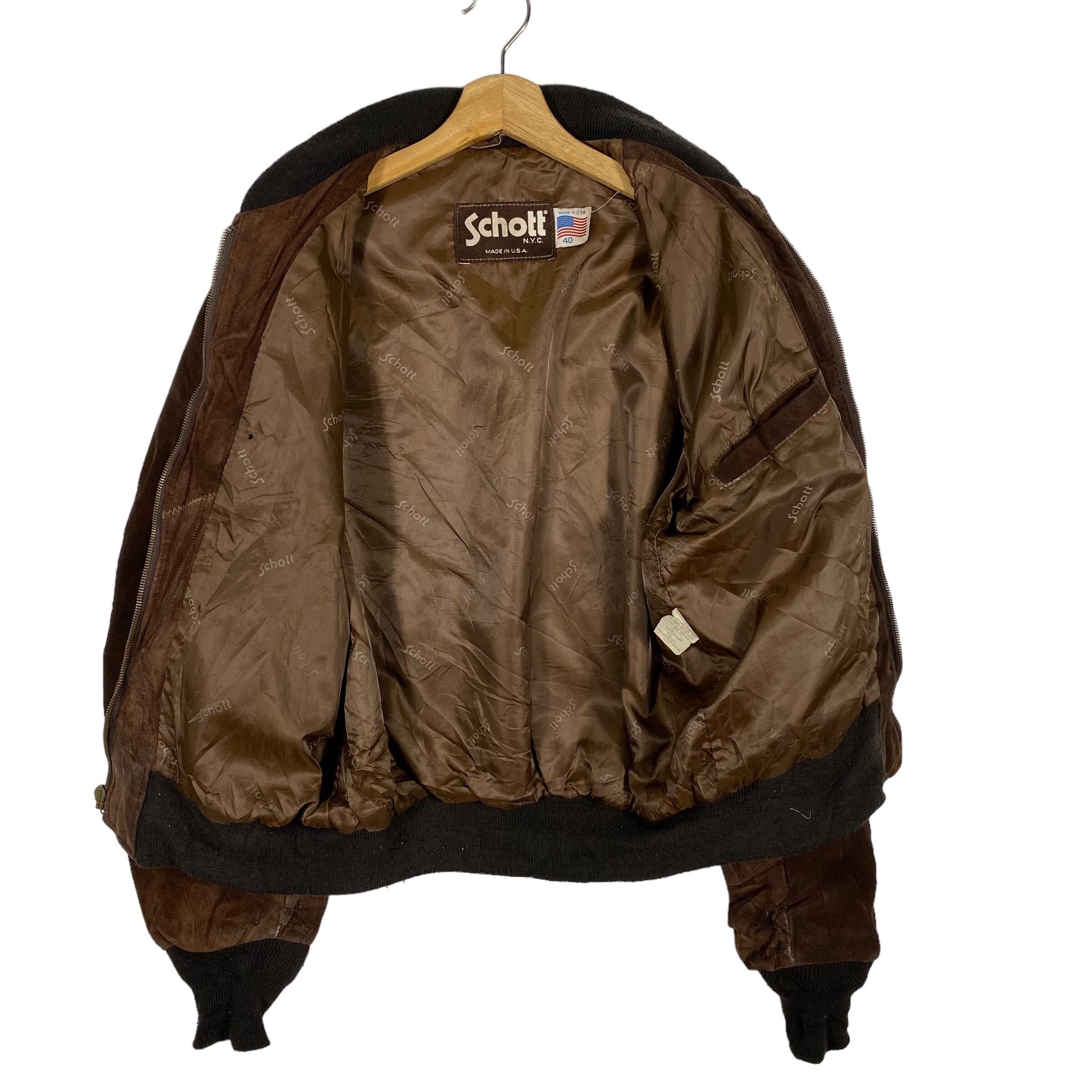 Vintage 80s Schott Leather Suede Zipper Jacket Size 40 (M Vintage 80s Schott Leather Suede Zipper Jacket Size 40 (M