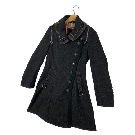 Vintage Marithe Francois Girbaud Wool Long Jacket S Size Black