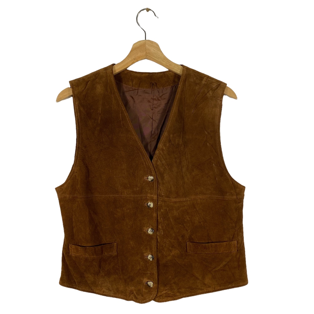 Vintage 90s Cabin Tasty Heart Leather Vest M Size Brown Colour - Etsy