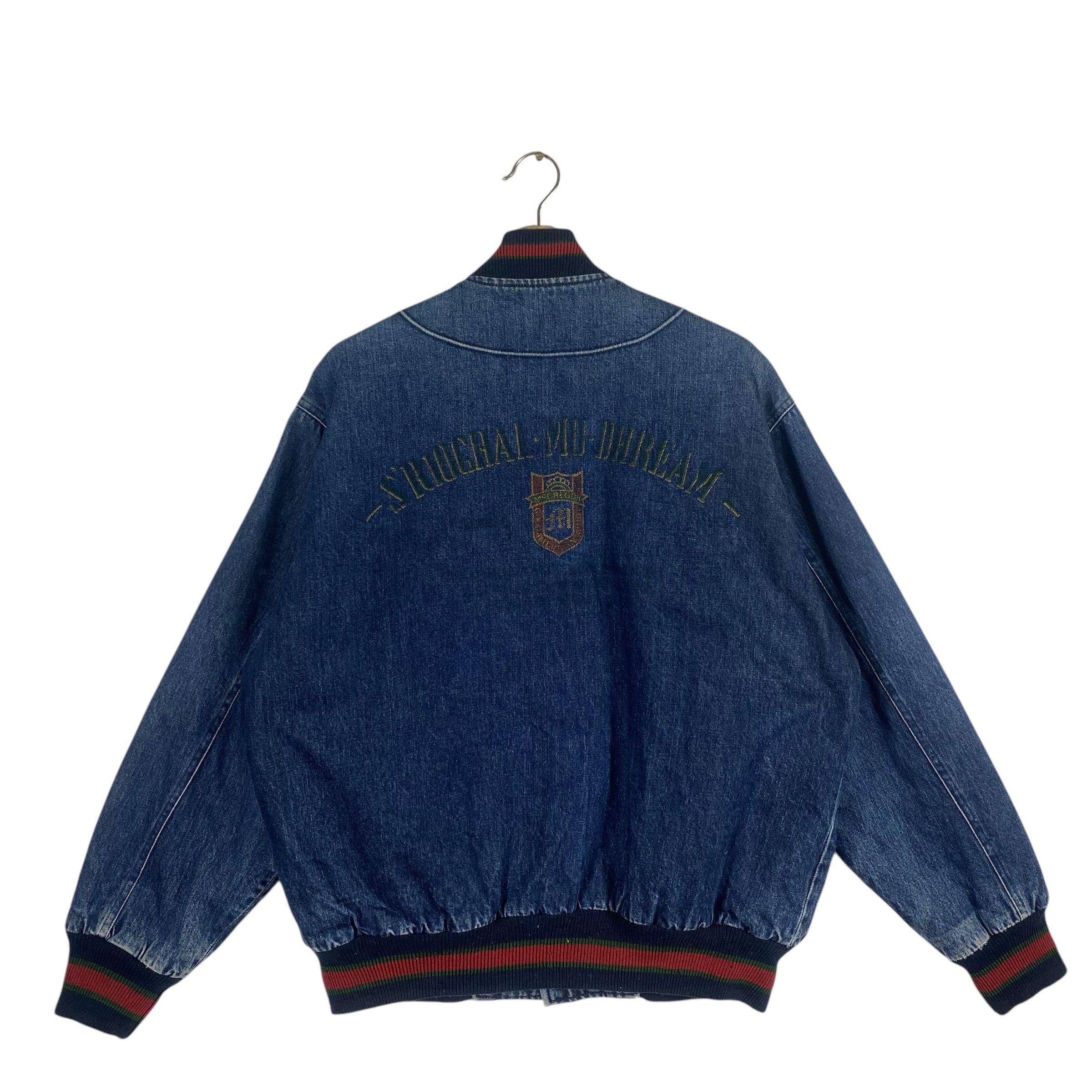 Vintage 90s Mcgregor Denim Bomber Snap Button Jacket L Size Blue