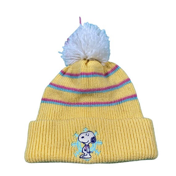 Vintage Snoopy Pom Pom Beanie Yellow Colour - Etsy