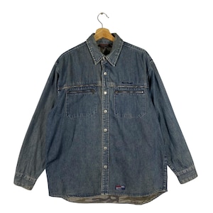 Vintage Vans Denim Shirt Snap Button L Size Blue Colour