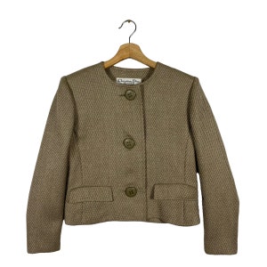 Vintage Christian Dior Wool Button Jacket S Size Brown Colour