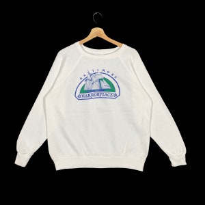Vintage 90s Baltimore Harborplace Sweatshirt L Size White Colour