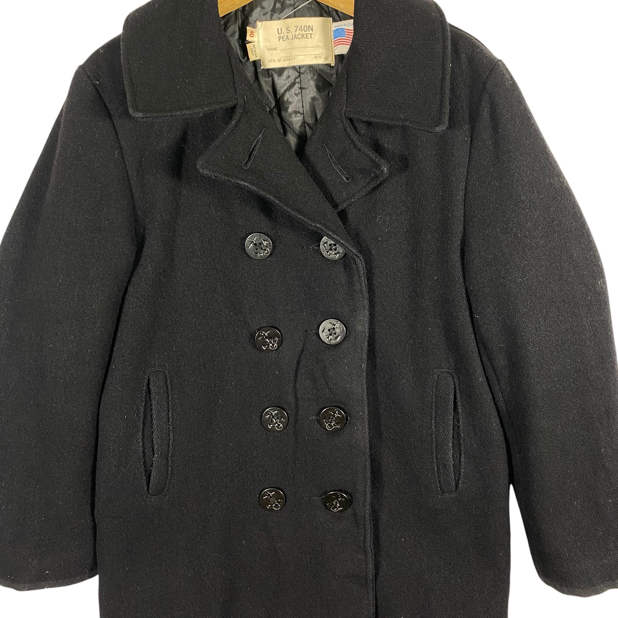 Vintage Schott U.S 740N Peacoat Wool Button Jacket Size 40 (M