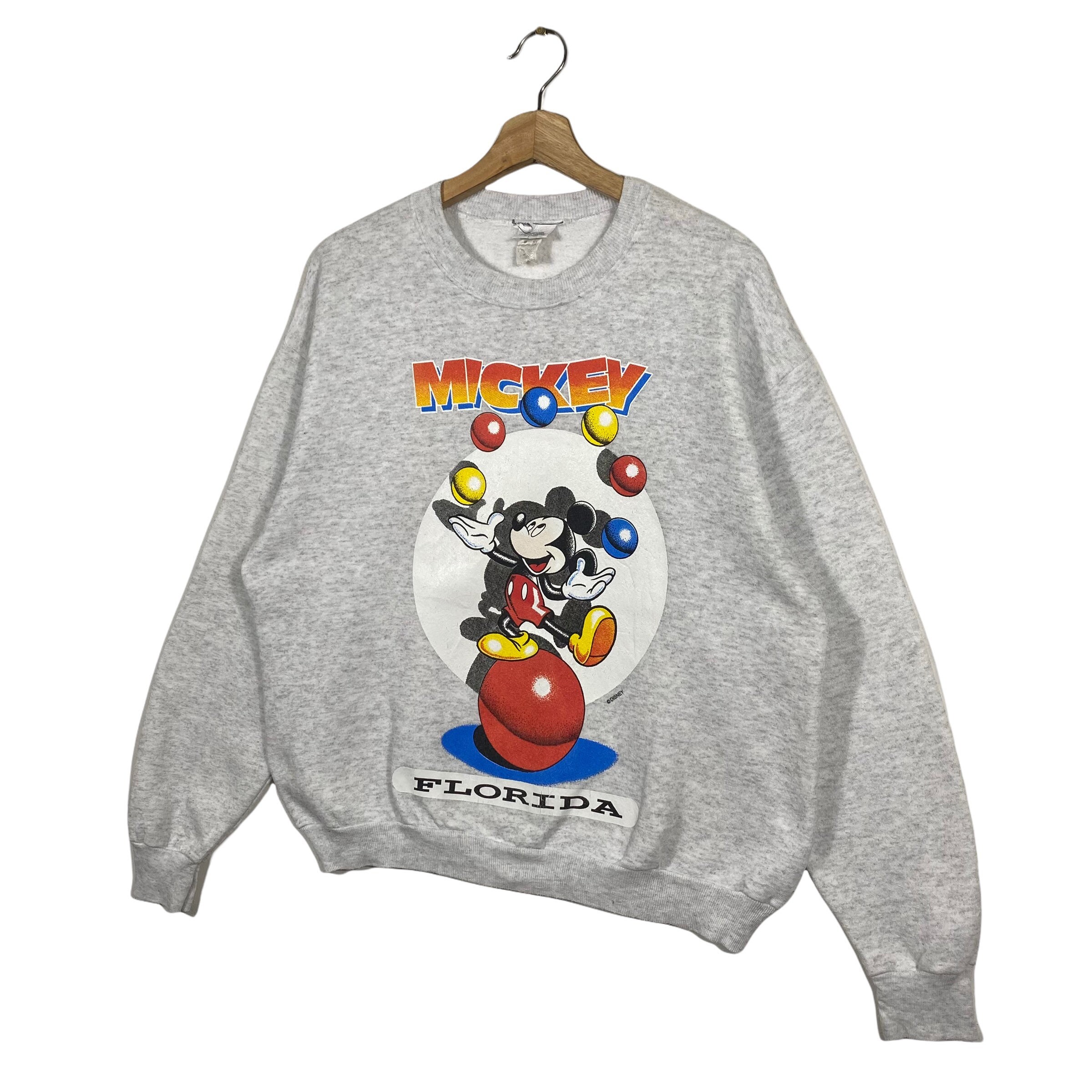 Vintage 90s Mickey Mouse Sweatshirt L Size but Fit to M Size Grey