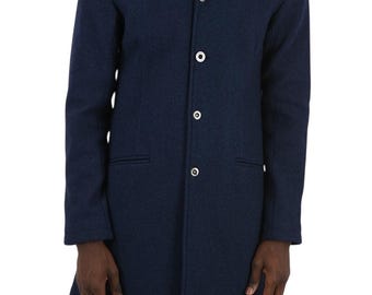 Armani Jeans Snap Button Balmacaan Coat Size 50 Blue Colour