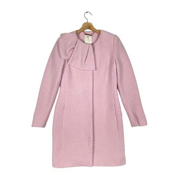 Ted Baker Wool Long Zipper Jacket Size 0 (XS) Pink Colour