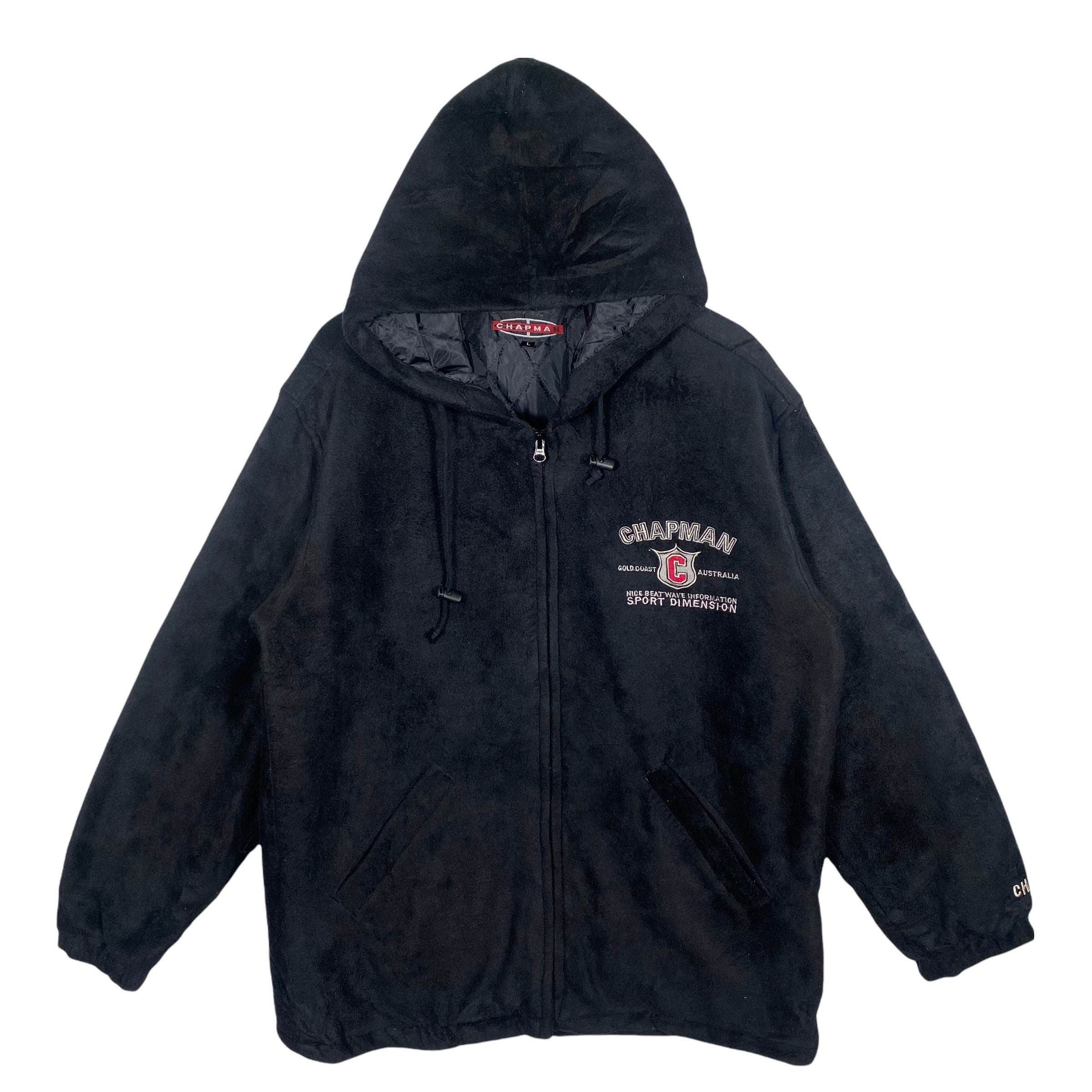 Vintage Chapman Australia Fleece Hoodie Sweatshirt L Size Black