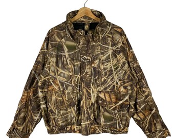 Chaqueta ligera vintage de camuflaje de roble musgoso con cremallera, talla M, pero compatible con talla L