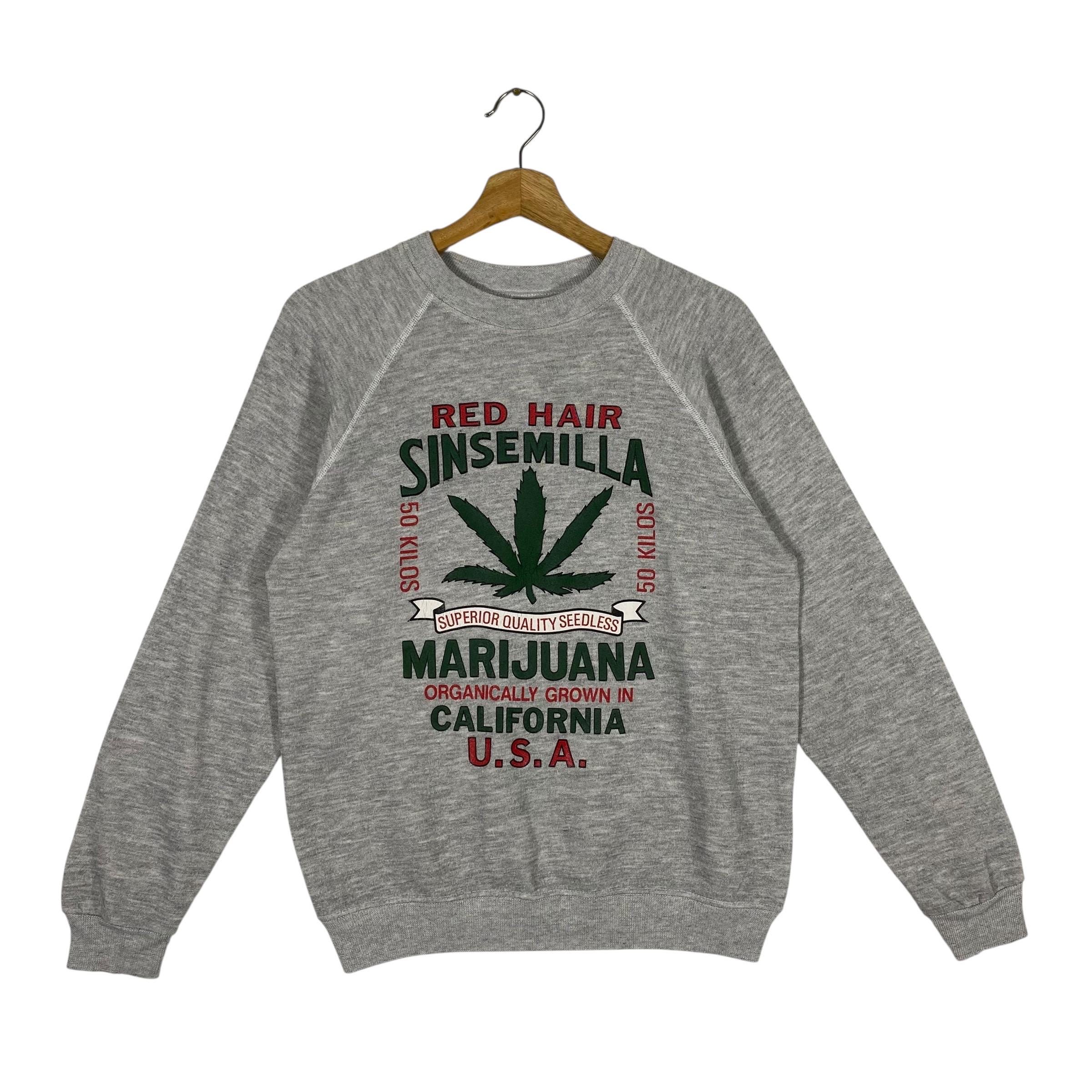 Vintage 80s Red Hair Sinsemilla Marijuana Sweatshirt M Size Grey