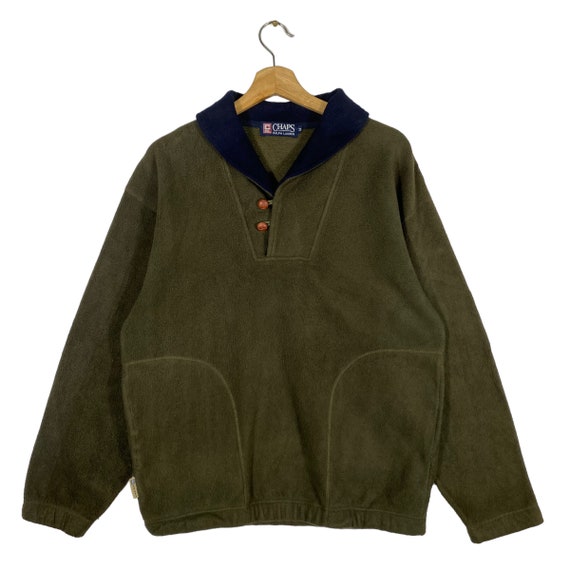Vintage Chaps Ralph Lauren Shawl Collar Fleece Half Button M Size