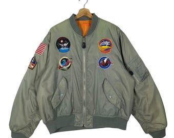 ALPHA　MA-1 90年代　SizeXL Vintage 90s Alpha Industries Embroidered Logo Army Navy Surplus MA