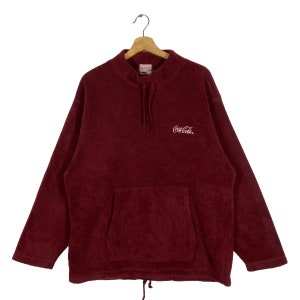 Vintage Coca Cola Fleece Turtleneck Sweatshirt L Size Maroon Colour