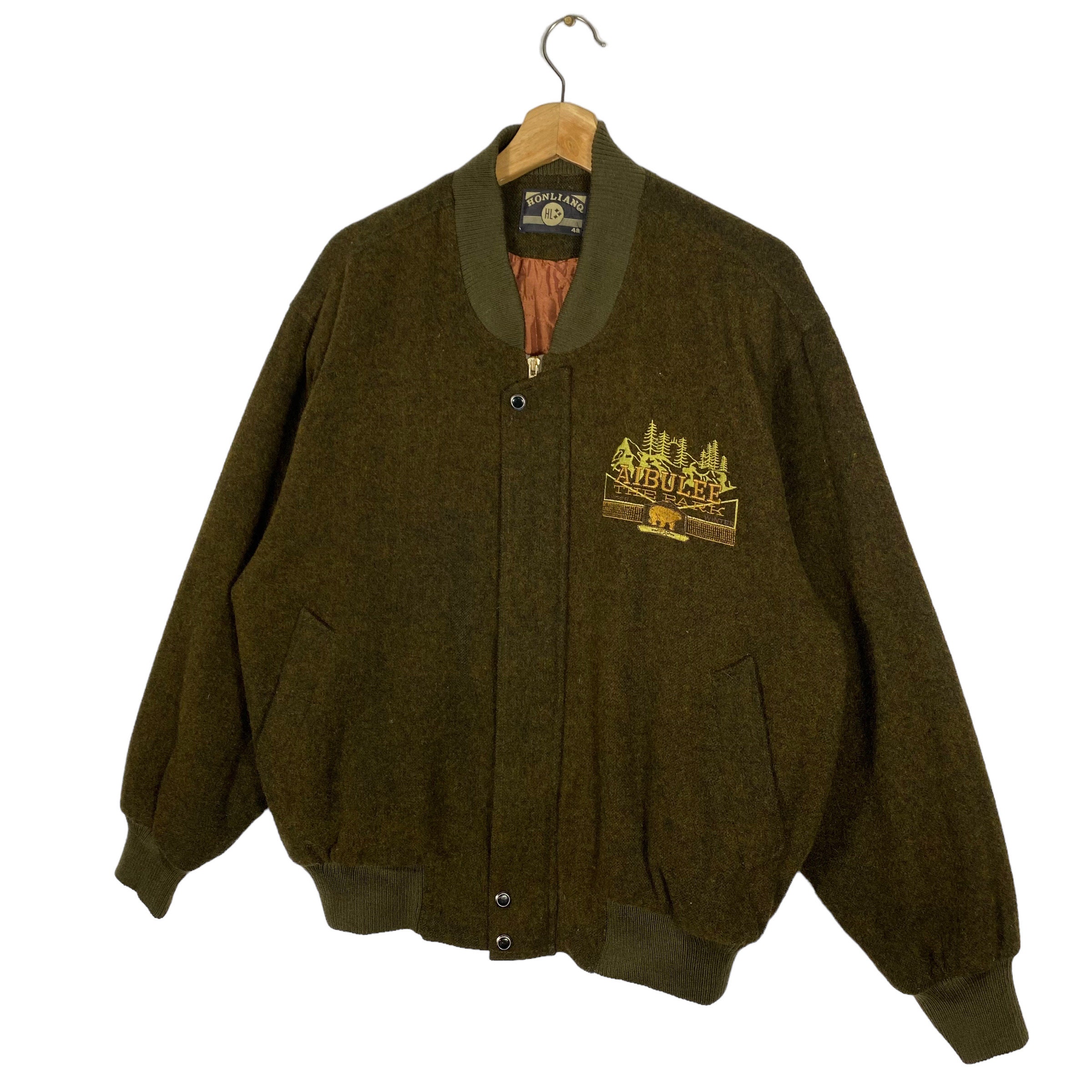 Vintage 90s Aibulee the Park Bear Wool Jacket Size 48/(L) Brown 