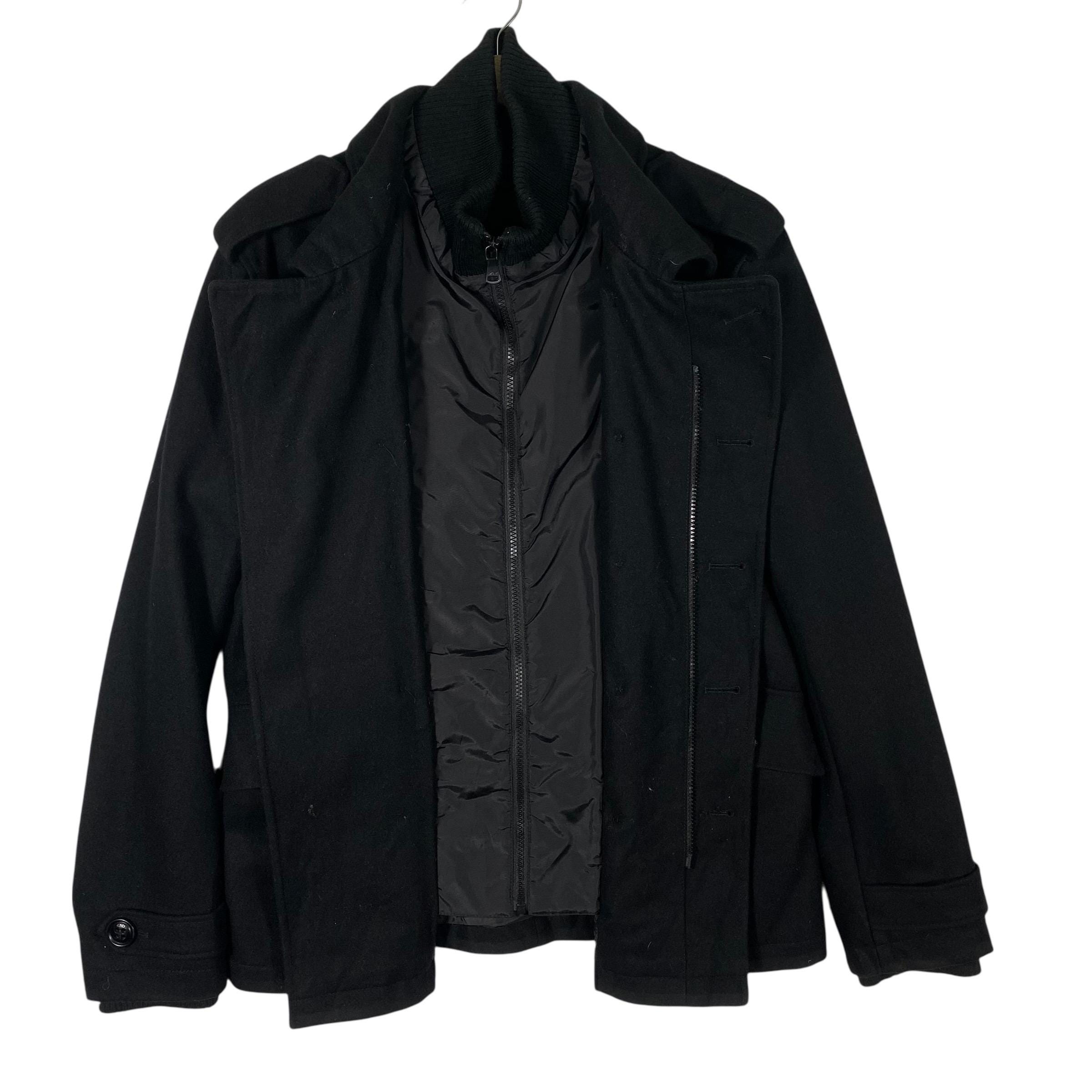 Donna Karan New York Wool Button/zipper Jacket L Size Black Colour 