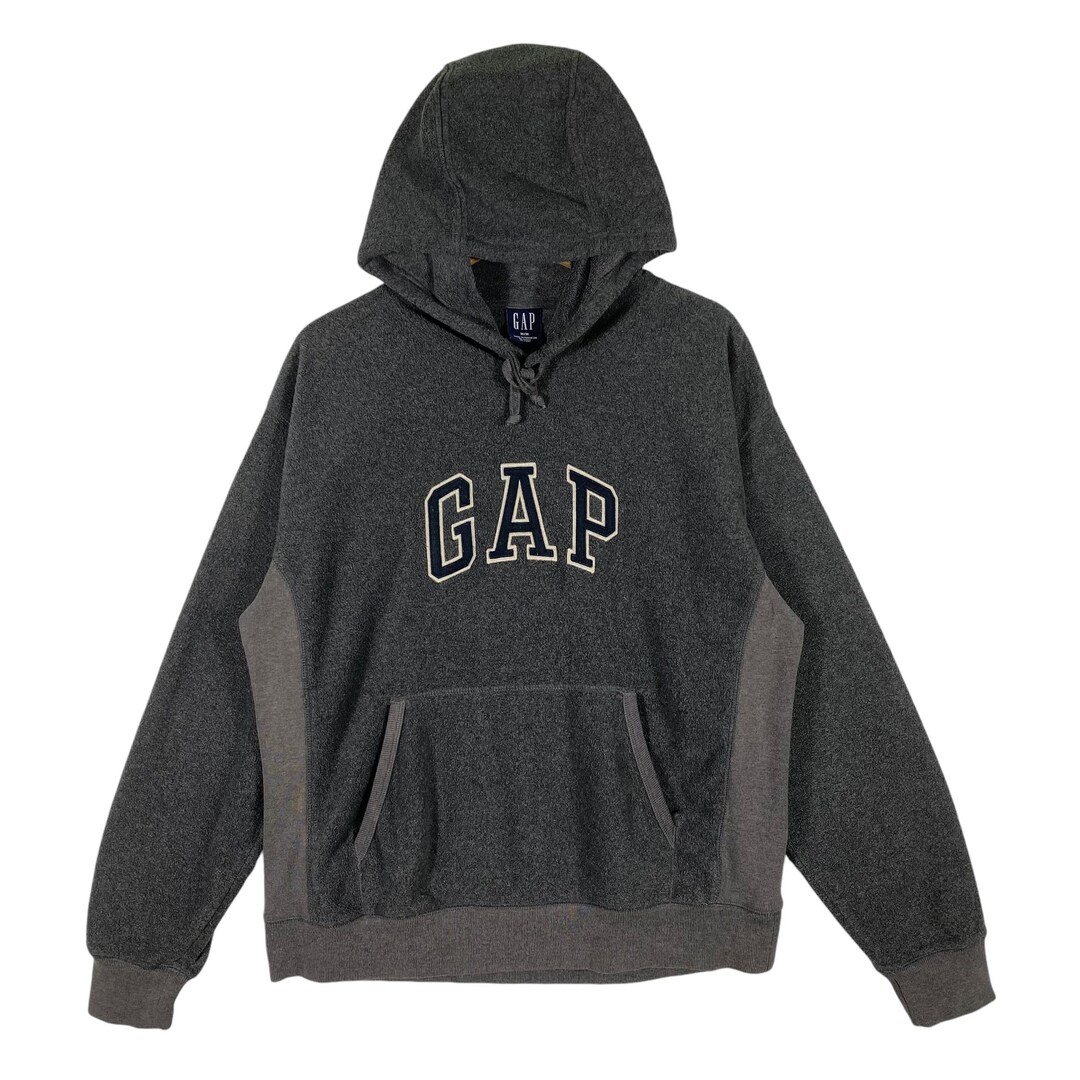 Sweat à Capuche Gap Homme – Gris Chiné – Logo Noir Brodé – Taille M – Neuf Avec Étiquettes