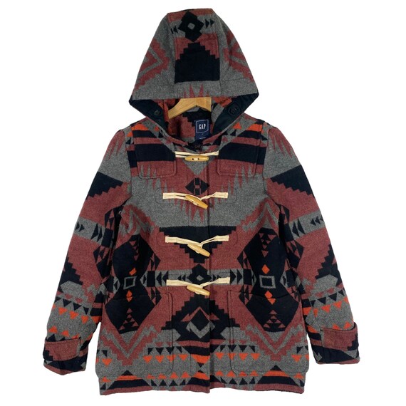 Vintage Gap Native Design Duffle Coat Wool Button/zipper