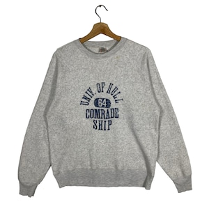 Vintage 90s University Of Hull Sweatshirt M Size Grey Colour