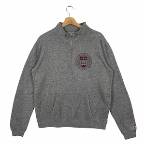 Vintage Boston College Half Zip Sweatshirt - Grey