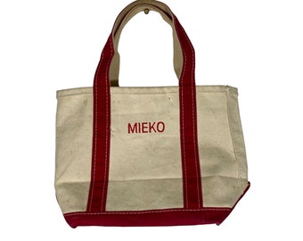 Vintage 90s LL Bean Boat and Tote Bag Navy Blue Canvas Capital N