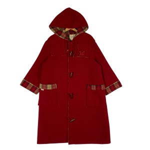 Vintage Mademoiselle Non Non Hoodie Duffler Coat Toggle Button L Size Red Colour