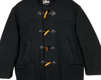 Vintage Schott Duffle Coat Toggle Button Wool Hoodie Jacket Size