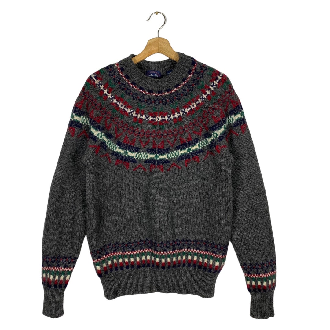 Vintage 90s Allen Solly Wool Knit Sweatshirt M Size Grey Colour