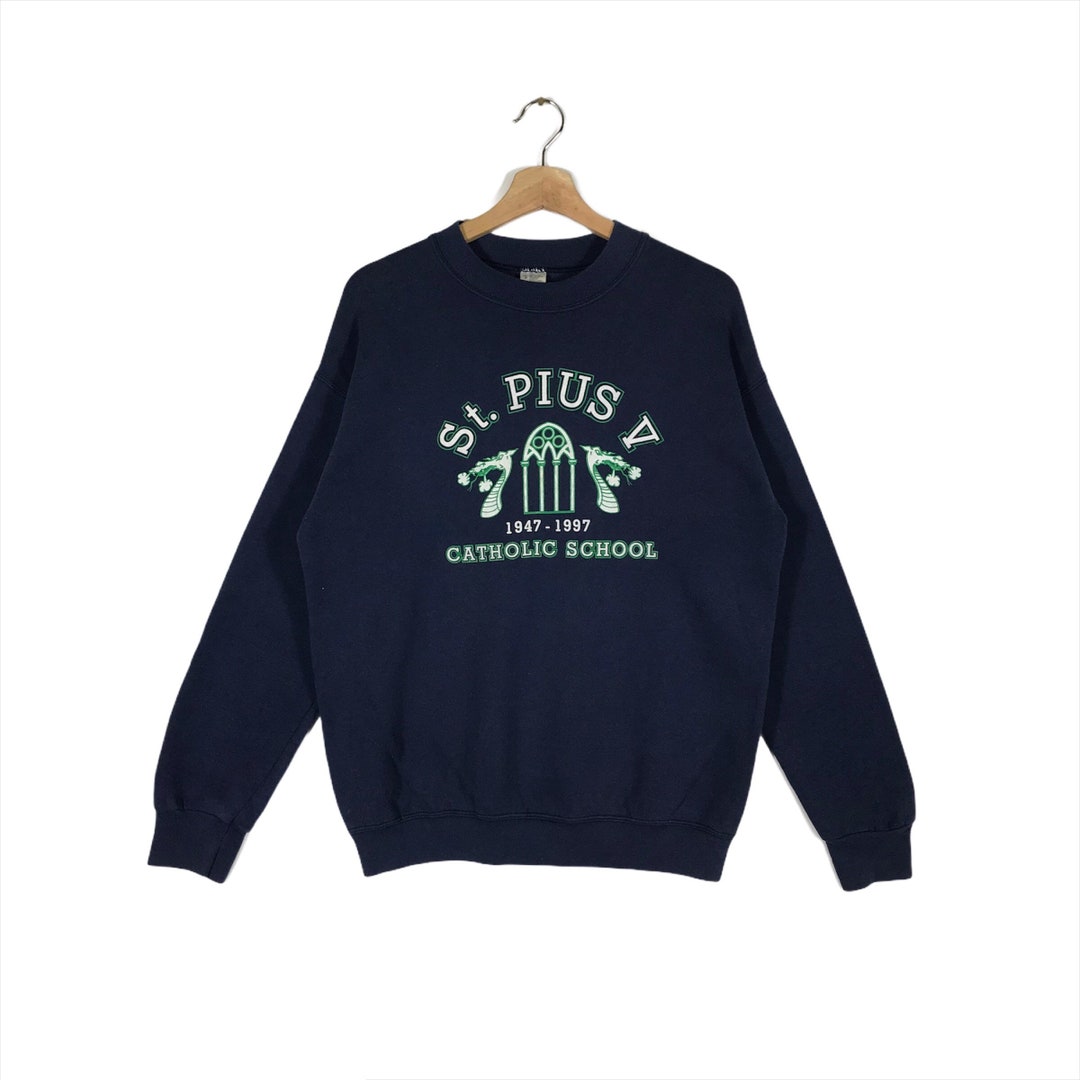 Felpa scuola cattolica vintage anni '90 Pius V taglia M colore blu